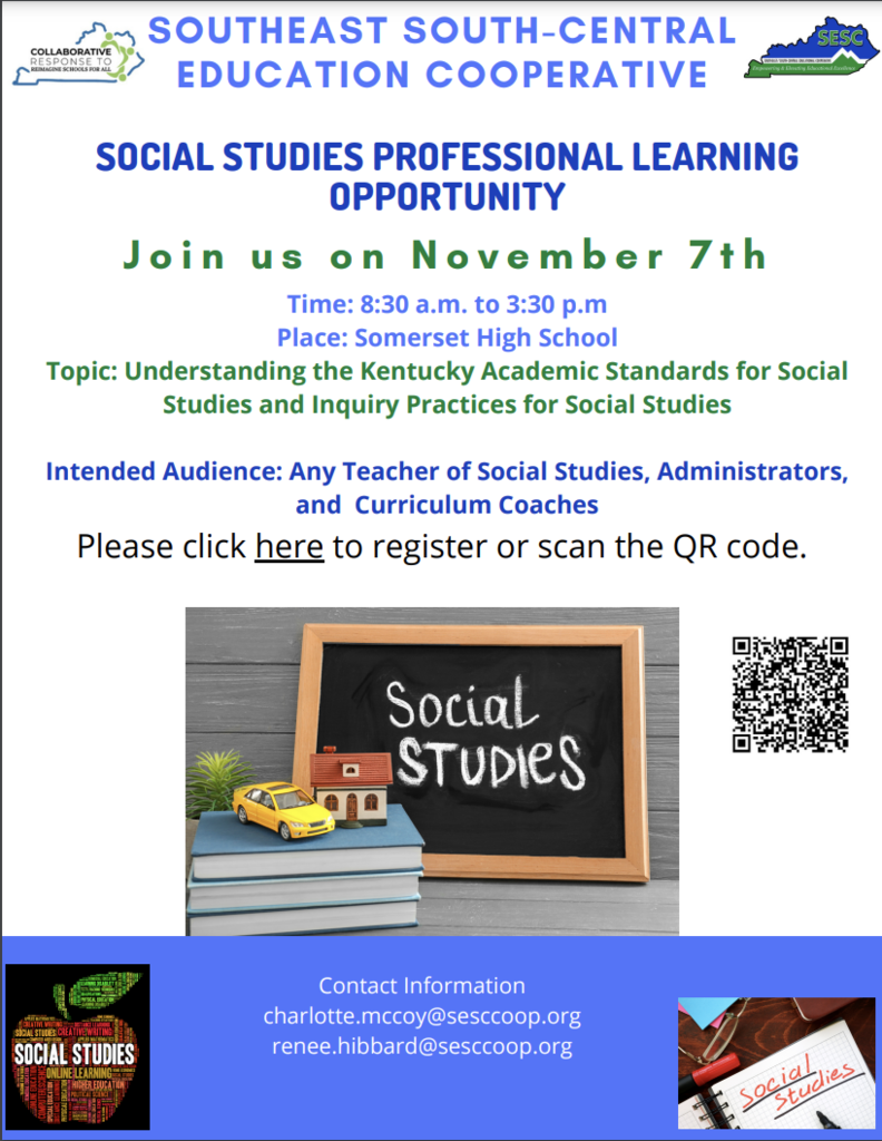Social Studies Professional Learning Opportunity flyer