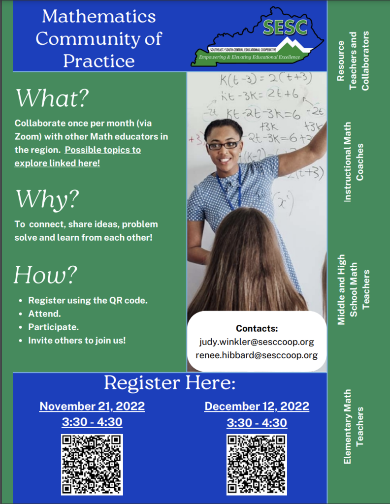 Math Community of Practice flyer